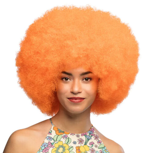 Afro-Perücke – UV Blacklight Lockenperücke – Neonorange
