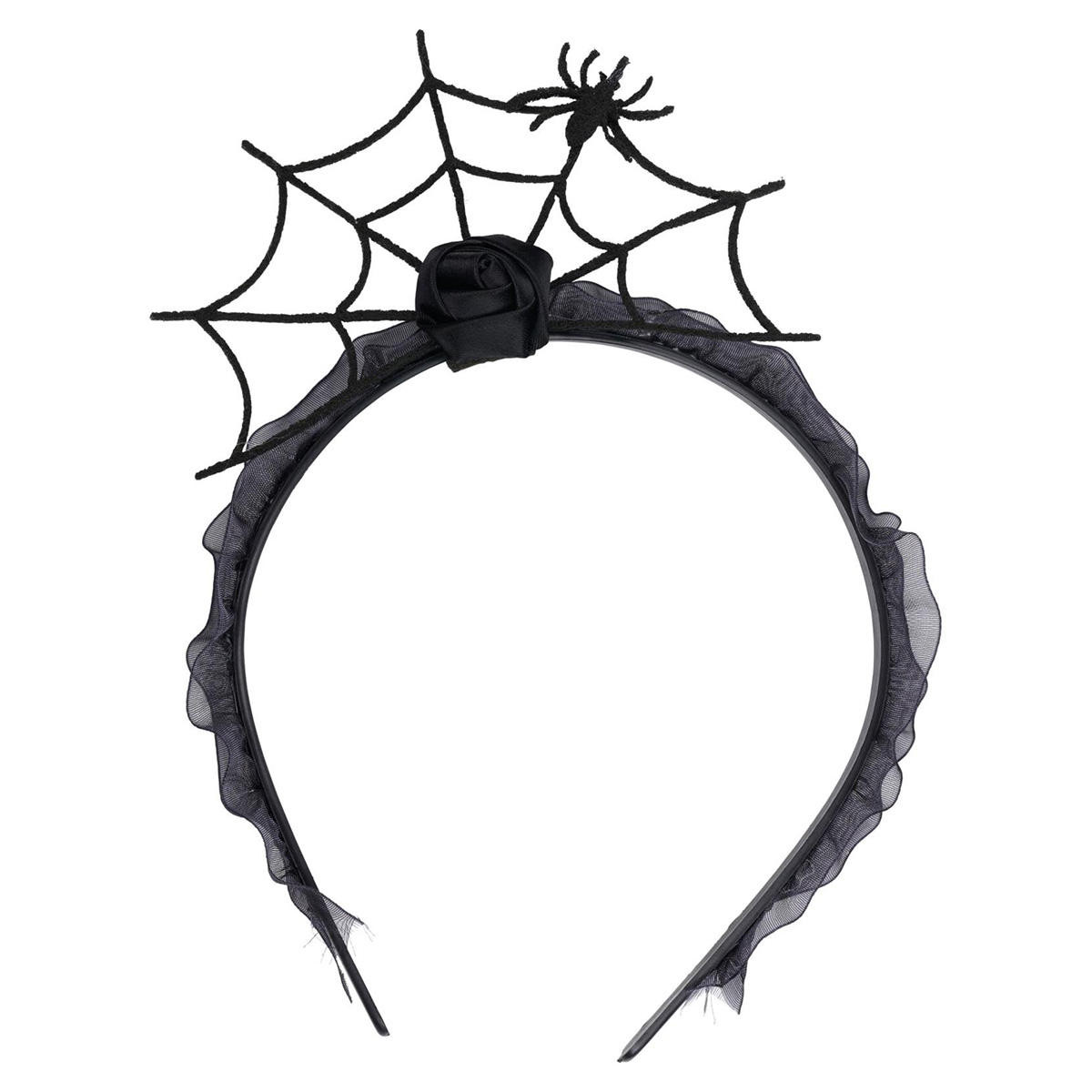 Halloween Haarreif Spinnennetz mit Spinne schwarz