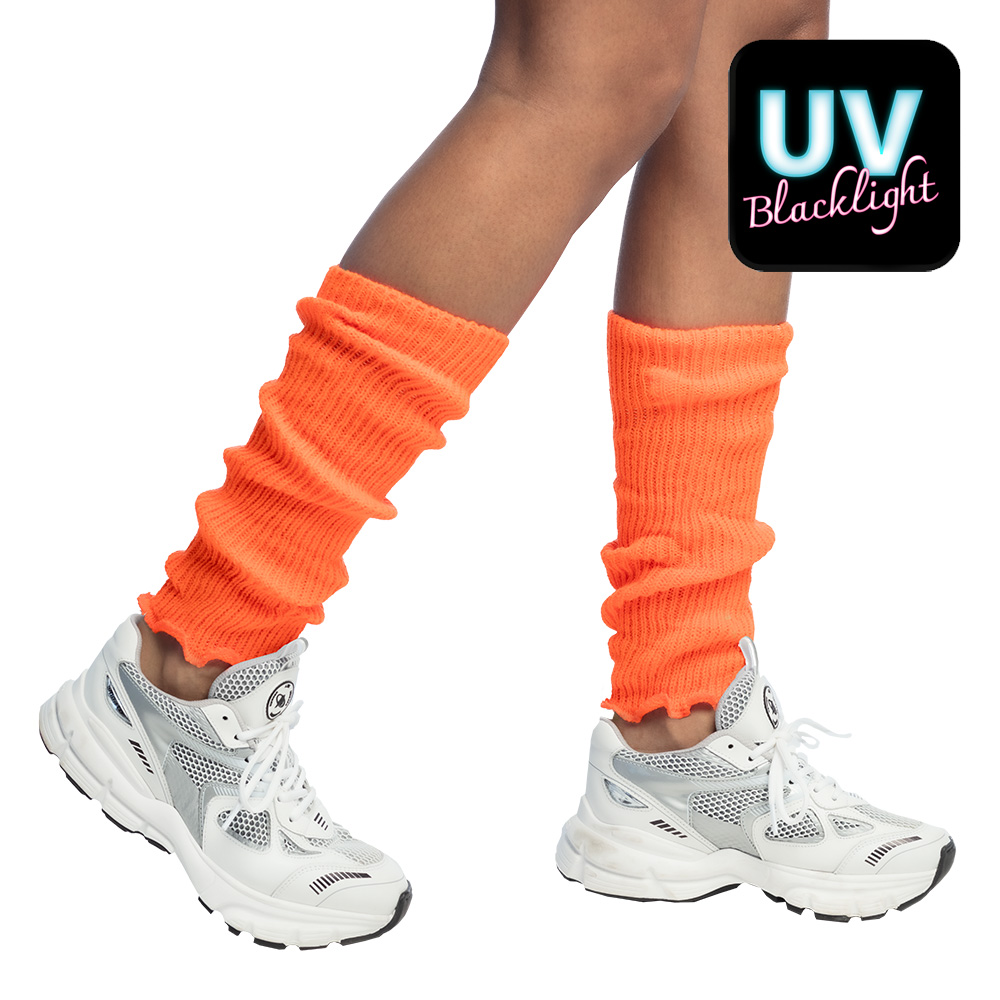 UV Blacklight Beinstulpen – 80er Retro Party Beinstulpen – Neon-Orange