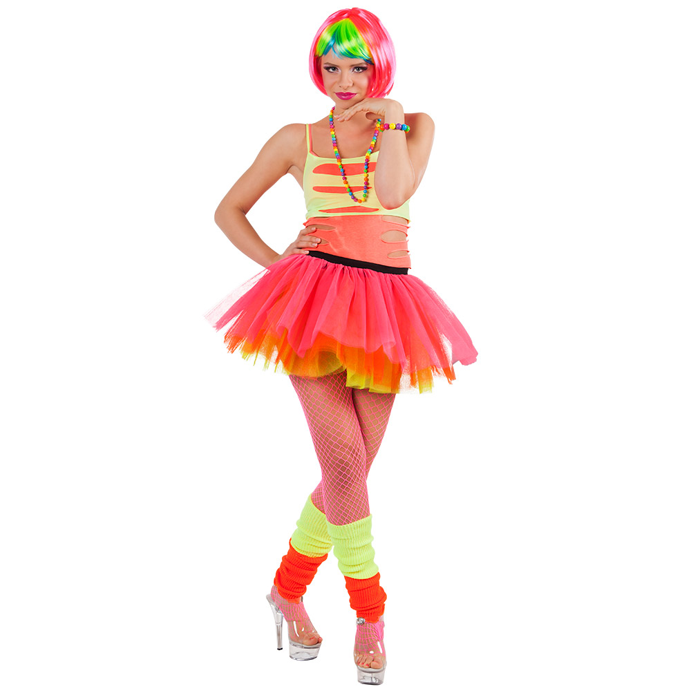 UV Blacklight Beinstulpen – 80er Retro Party Beinstulpen – Neon-Orange – Bild 3