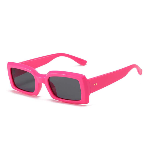 Knallpinke rechteckige Sonnenbrille – Sonnenbrille mit dickem Rahmen und schwarzen Gläsern