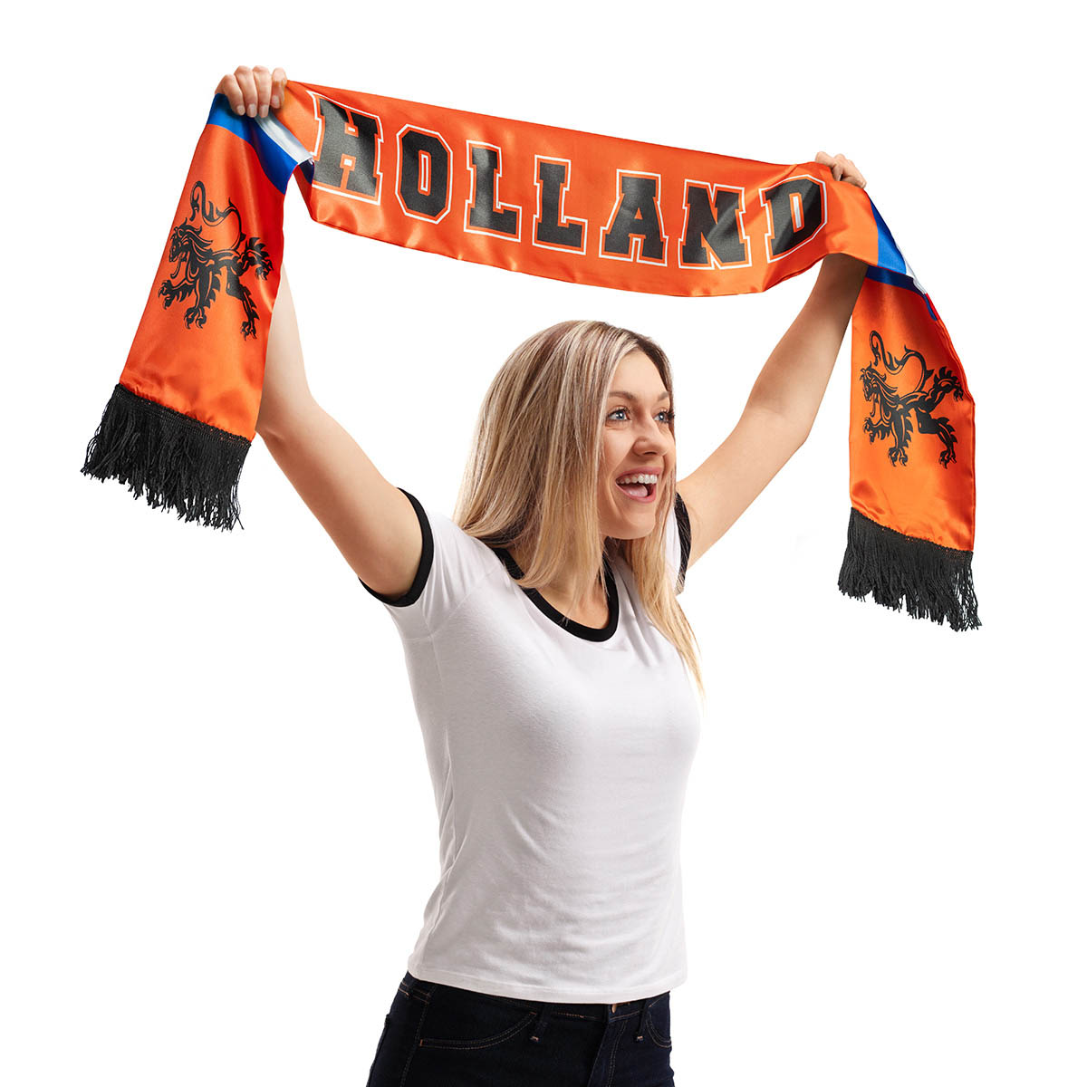 Oranger Schal – Holland – Niederländische Flagge – Löwe – 15 x 135 cm