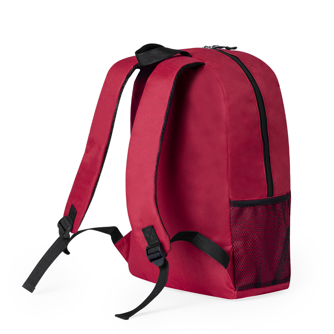 Rucksack aus RPET mit gepolsterten Schultergurten und elastischer Kordel – Rot – Bild 2