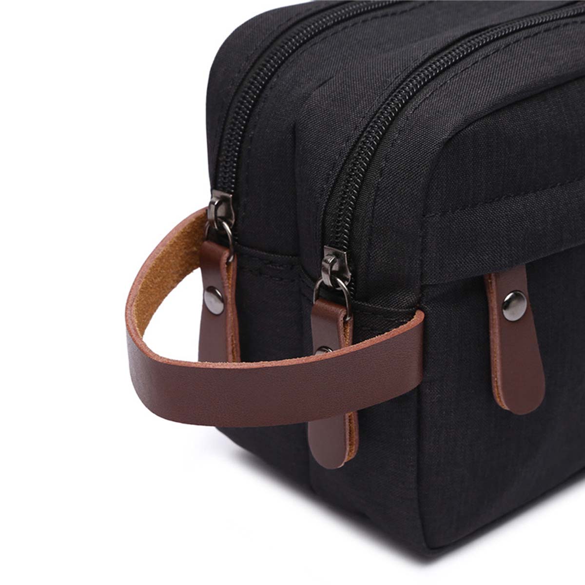 Yucka - Wasserdichte Polyester und PU Herren Kulturtasche mit Haken - Schwarz – Bild 4