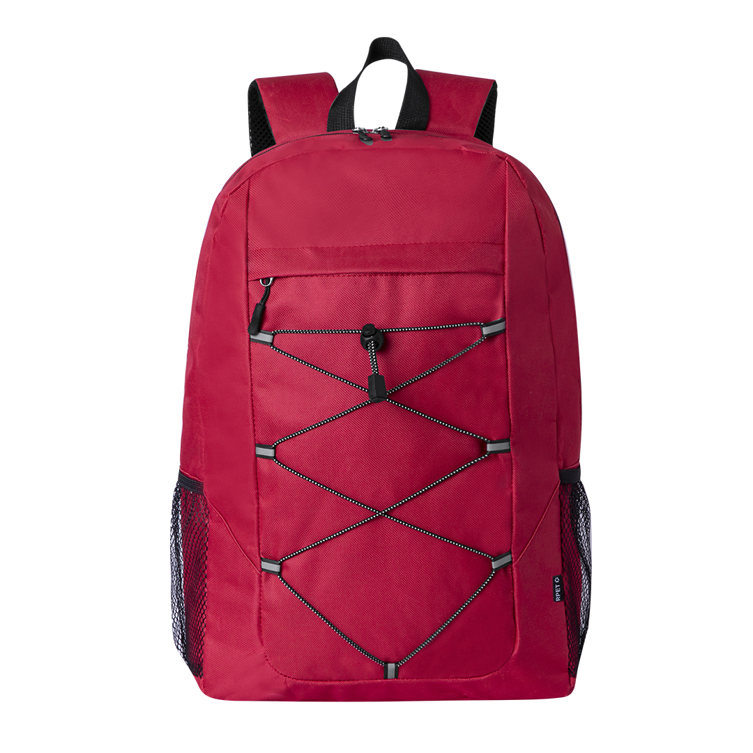 Rucksack aus RPET mit gepolsterten Schultergurten und elastischer Kordel – Rot – Bild 3
