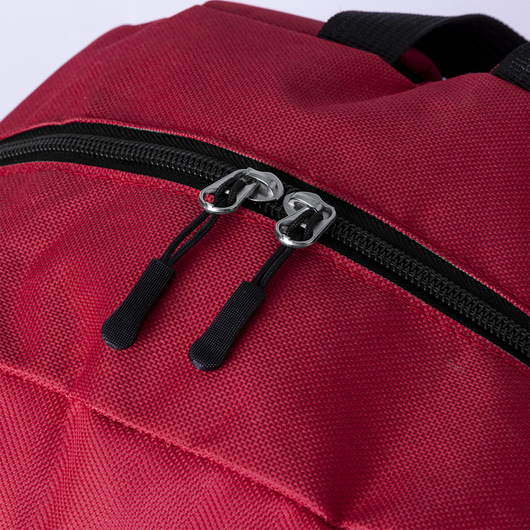 Rucksack aus RPET mit gepolsterten Schultergurten und elastischer Kordel – Rot – Bild 4