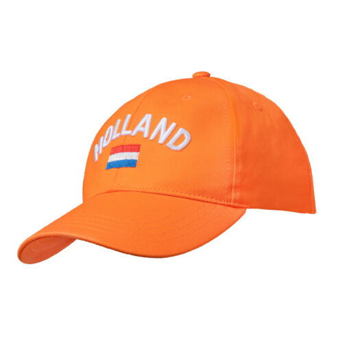 Orange verstellbare Kappe mit gesticktem Schriftzug Holland und niederländischer Flagge