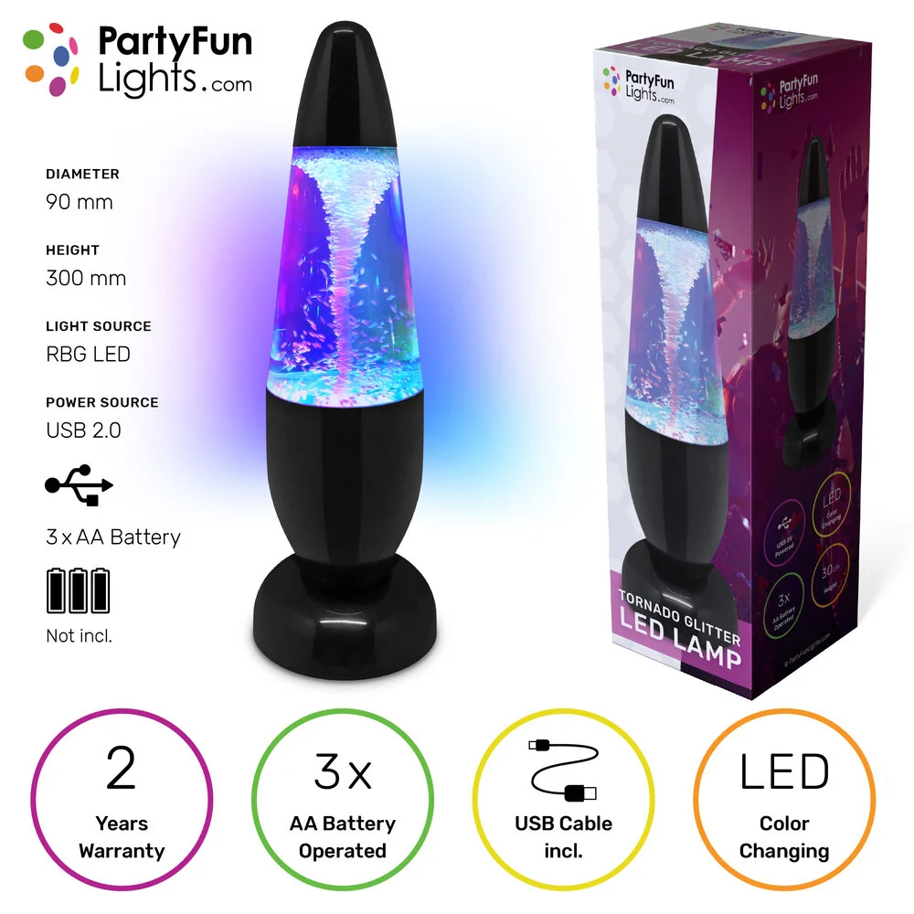 Tornado glitterlamp - 30 cm - Met kleurveranderende LED verlichting - USB – Bild 4