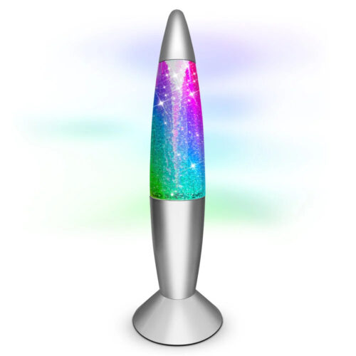 Zilveren tornado glitterlamp - 36 cm - Met kleurveranderende LED verlichting - USB