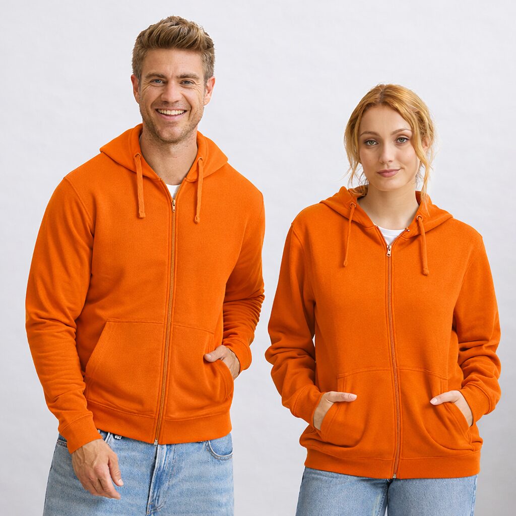 Unisex orange Kapuzenjacke mit Reißverschluss – 280 g/m² – Bild 8