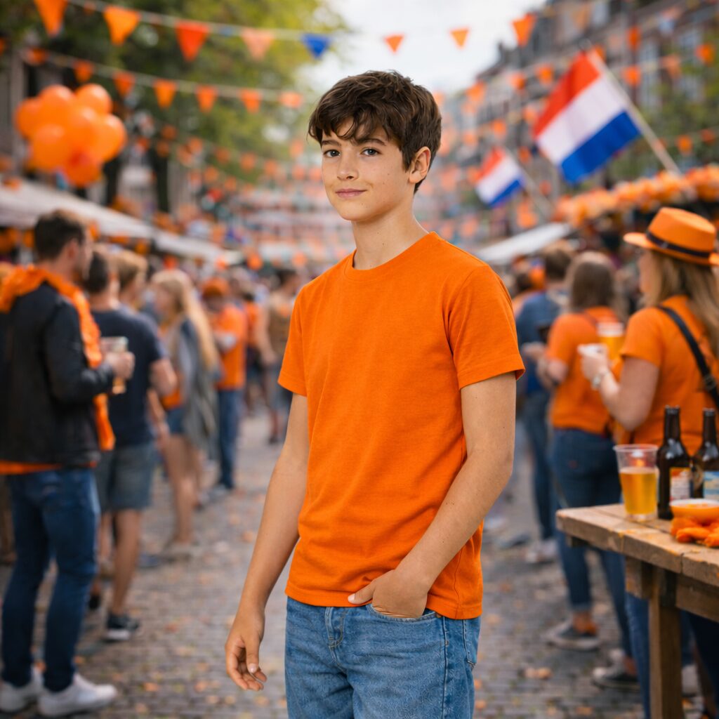 Oranges T-Shirt für Kinder mit Rundhalsausschnitt – 160 g/m² – Bild 6