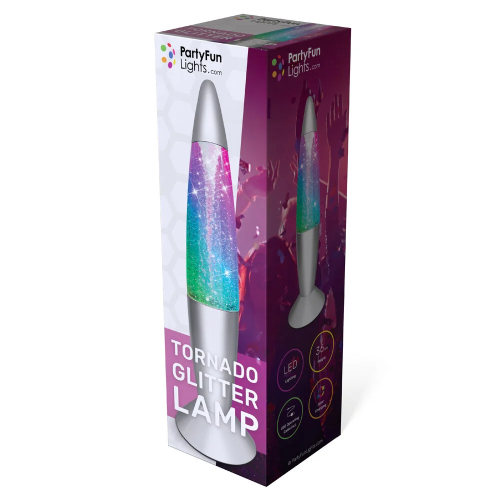 Zilveren tornado glitterlamp - 36 cm - Met kleurveranderende LED verlichting - USB – Bild 3