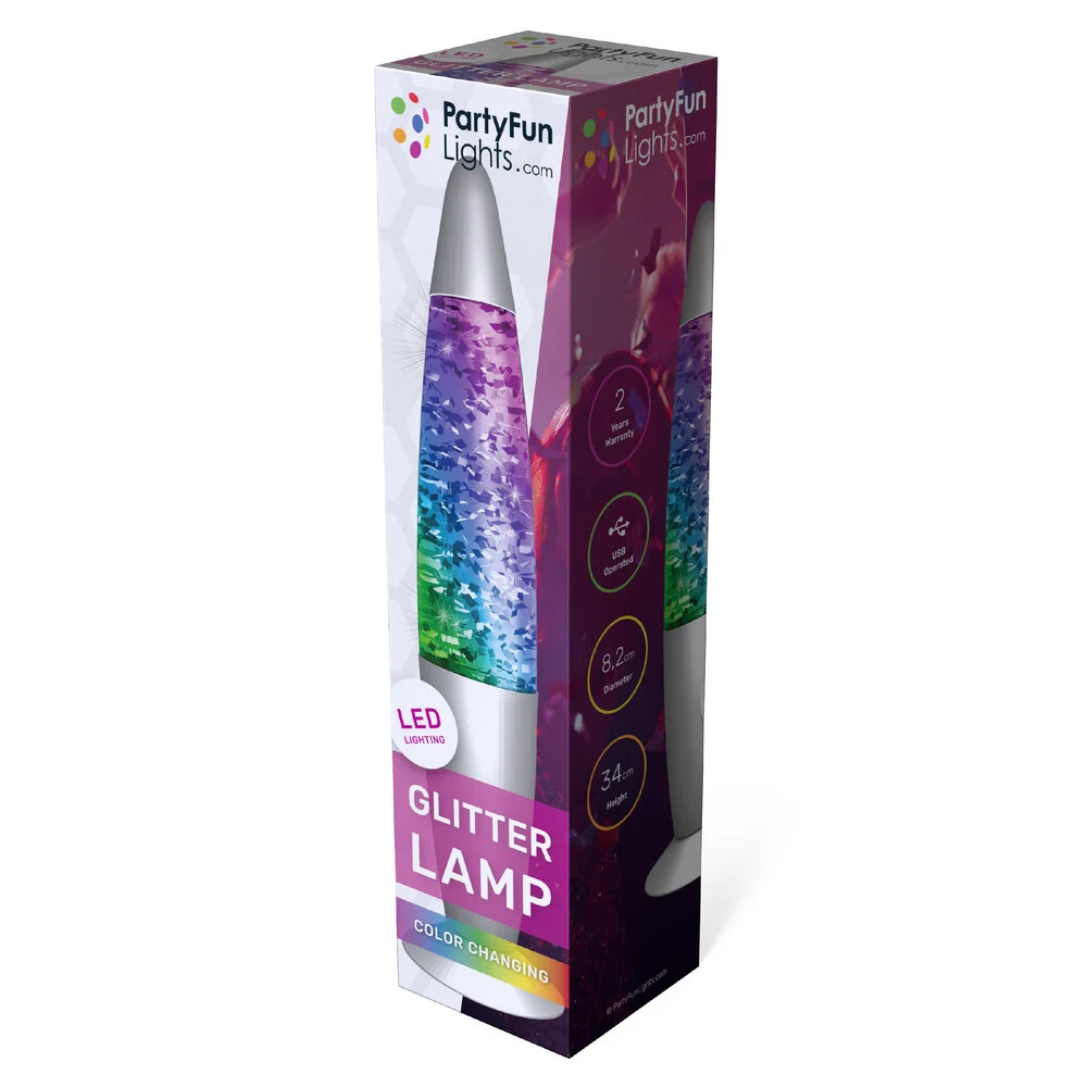 Zilveren glitter lavalamp - 34 cm - USB - Met kleurveranderende LED verlichting – Bild 4