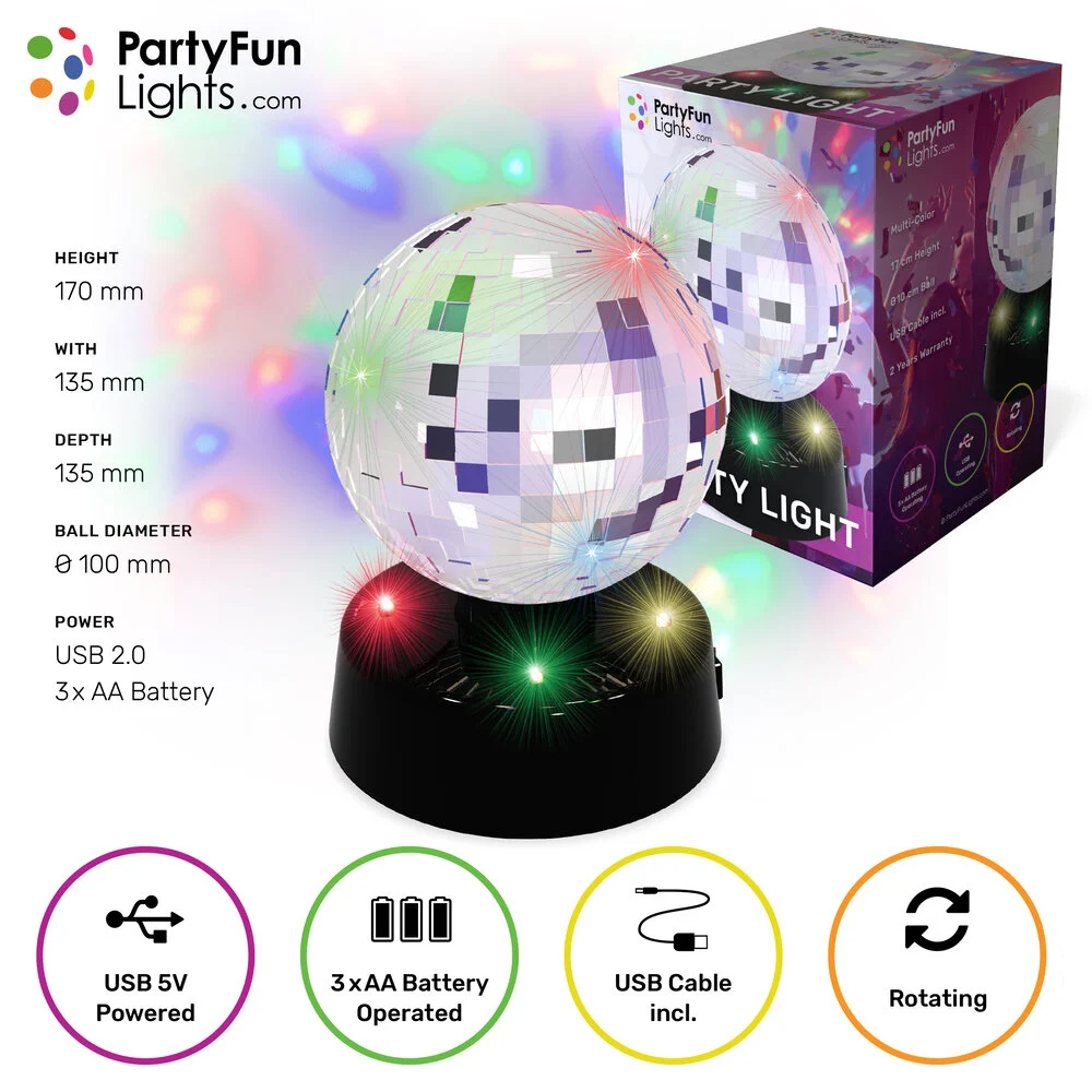 Roterende discolamp met spiegelbol - Met multicolor LED – Bild 4