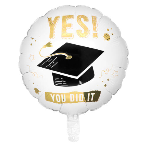 Folienballon Yes! You did it - Abitur-Ballon 45 cm - Weiß/Gold