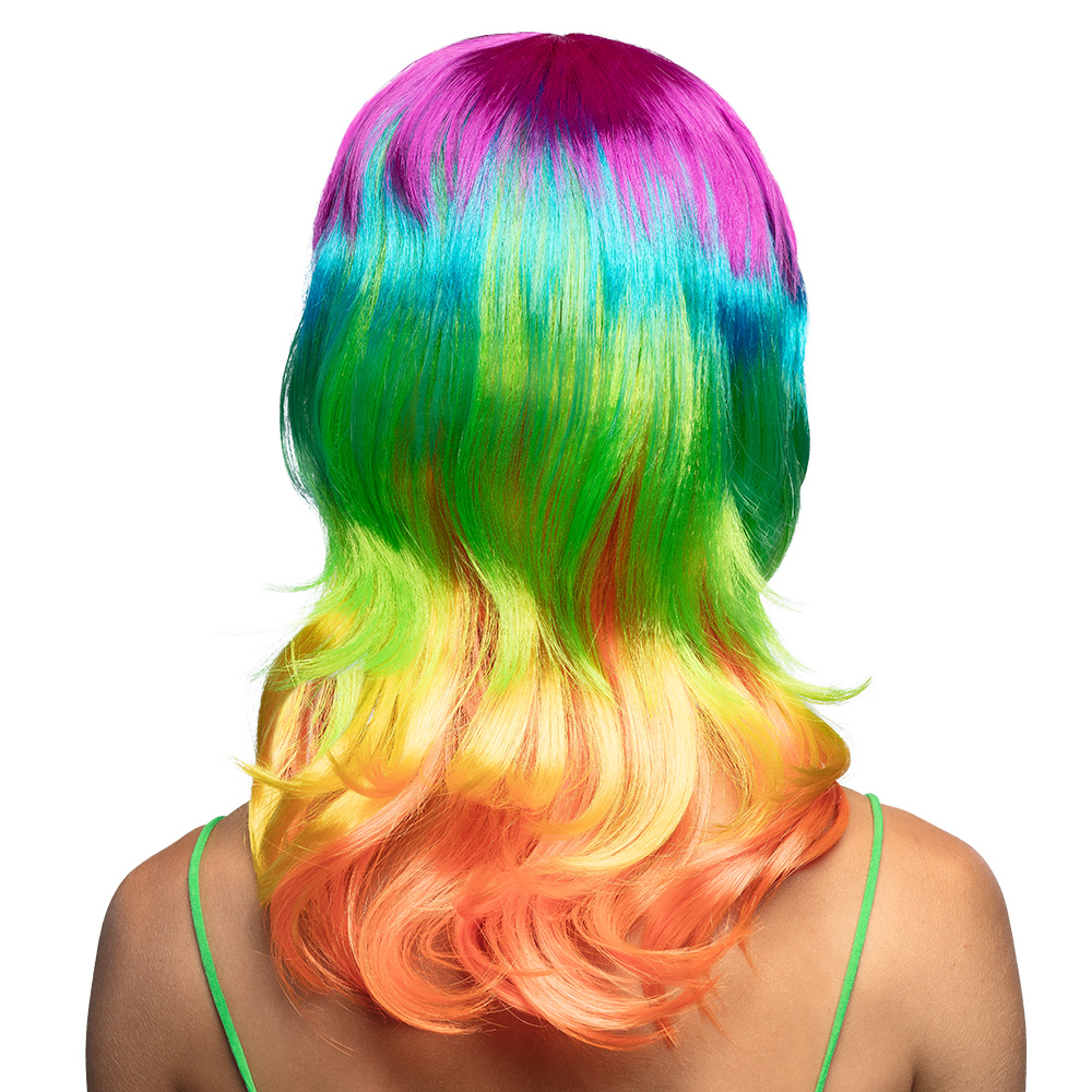 Regenbogenperücke halblang – Mit Pony – Multicolor – Bild 3