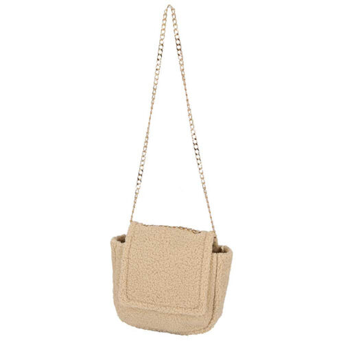 Sarlini Schultertasche Teddy – Crossbody-Tasche mit Kette – Beige