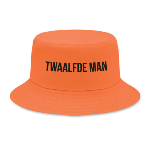 Oranger Bucket Hat - Zwölfter Mann - One Size Baumwoll-Fischerhut
