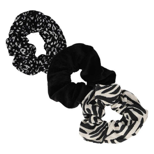 Sarlini Scrunchie Zebramuster Set – Haargummi Schwarz/Weiß – 3 Stück