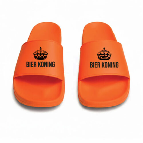 Orangene Badeslipper – Bier König – Badeschlappen