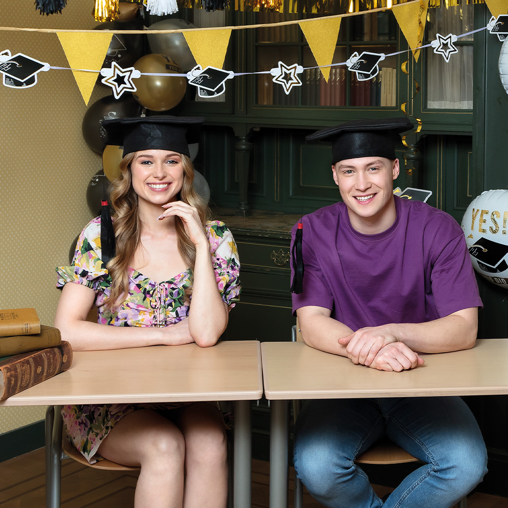 Absolventenhut mit Quaste – Abschluss Hut 59 cm – Schwarz – Bild 2