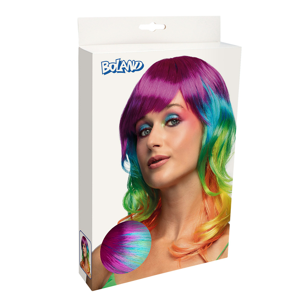 Regenbogenperücke halblang – Mit Pony – Multicolor – Bild 6