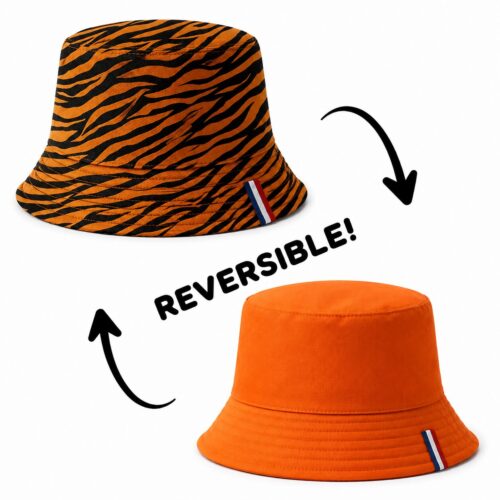 Yucka wendbarer Fischerhut orange/tigerprint - 58 cm