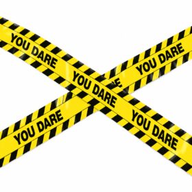 Halloween-Absperrband You Dare 75 mm x 6 Meter schwarz/gelb