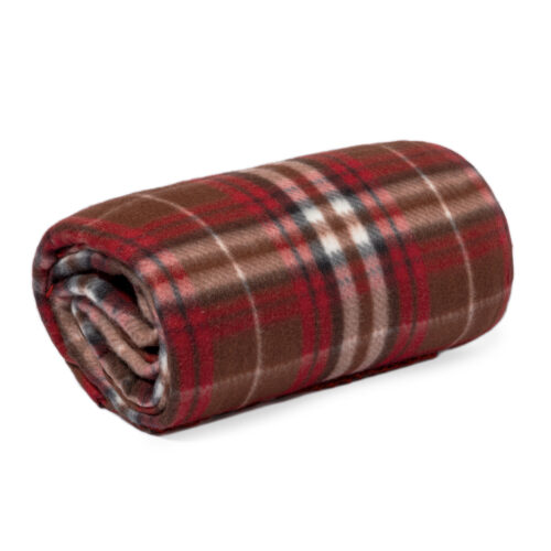 RPET Fleece-Decke kariert mit Aufbewahrungsbeutel 150 x 120 cm rot